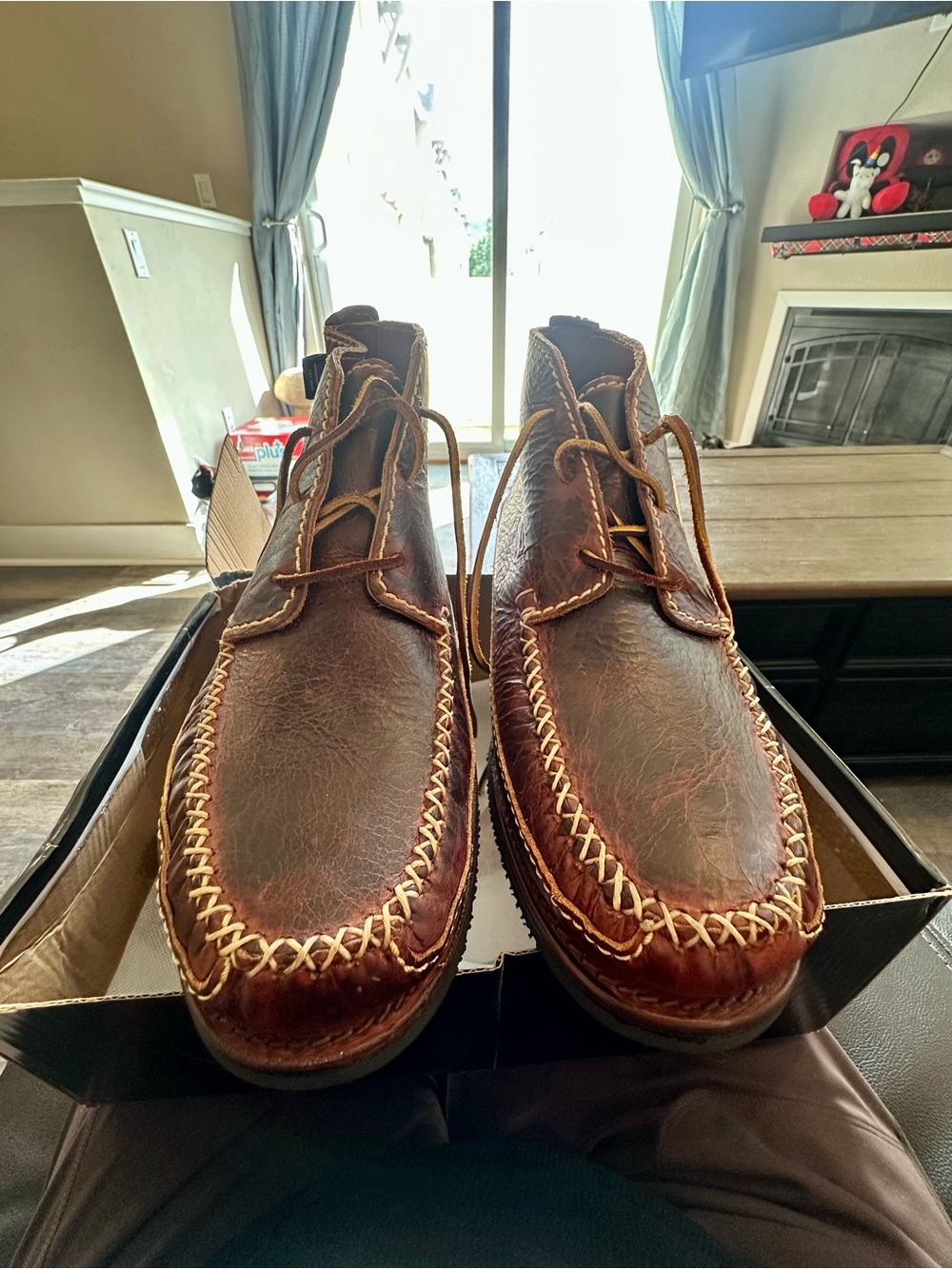 Chippewa Men's Brown Leather Moc Toe Lace-Up Boots